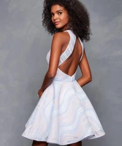 Cocktail Dresses Clarisse - 3618 Sleeveless Halter Neck A-line Cocktail Dress