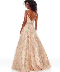 Formal Gowns Clarisse - 3715 Beaded Strappy Glitter A-Line Gown 6 Formal Gowns Clarisse - 3715 Beaded Strappy Glitter A-Line Gown