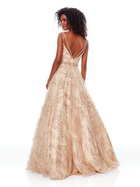 Formal Gowns Clarisse - 3715 Beaded Strappy Glitter A-Line Gown 4 Formal Gowns Clarisse - 3715 Beaded Strappy Glitter A-Line Gown