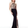 Clarisse - 3723 Beaded Halter Jersey Dress With Train Formal Gowns