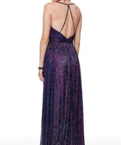 Clarisse - 3727 Plunging V-neck A-line Dress With Train