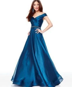 Clarisse - 3752 Pleated Surplice Off Shoulder Ballgown Formal Gowns