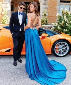 Clarisse - 3776 Plunging Crisscross Open Back High Slit Gown Formal Gowns