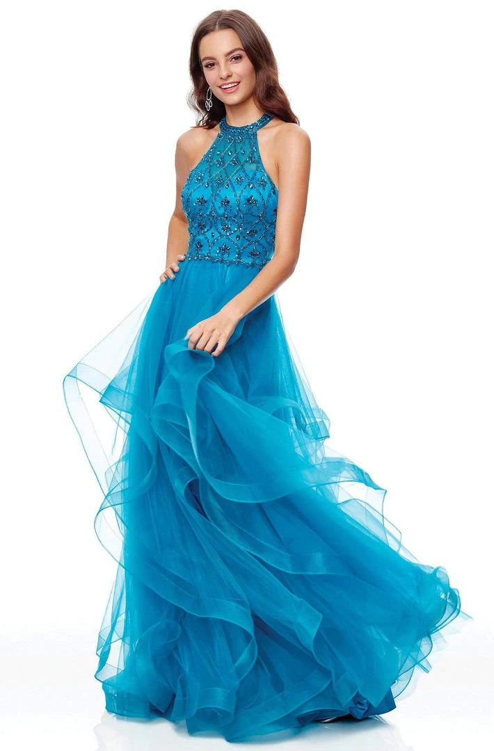Clarisse - 3815 Beaded Halter Ruffled A-line Dress Formal Gowns 3 Clarisse - 3815 Beaded Halter Ruffled A-line Dress Formal Gowns