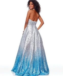 Clarisse - 3820 Plunging Halter Sequined Ballgown Formal Gowns