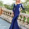 Formal Gowns Clarisse - 3841 Quarter Length Sleeve Silky Jersey Mermaid Gown 2 Formal Gowns Clarisse - 3841 Quarter Length Sleeve Silky Jersey Mermaid Gown