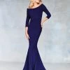 Clarisse - 3853 Asymmetrical Quarter Sleeves Mermaid Gown Formal Gowns 2 Clarisse - 3853 Asymmetrical Quarter Sleeves Mermaid Gown Formal Gowns