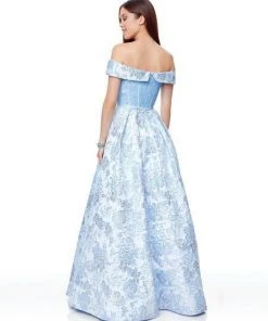 Formal Gowns Clarisse - 3872 Off-Shoulder Floral Brocade A-Line Gown 5 Formal Gowns Clarisse - 3872 Off-Shoulder Floral Brocade A-Line Gown