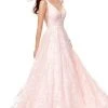 Formal Gowns Clarisse - 3876 Floral Embroidered Plunging A-Line Gown 2 Formal Gowns Clarisse - 3876 Floral Embroidered Plunging A-Line Gown