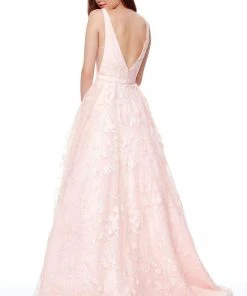 Formal Gowns Clarisse - 3876 Floral Embroidered Plunging A-Line Gown 5 Formal Gowns Clarisse - 3876 Floral Embroidered Plunging A-Line Gown