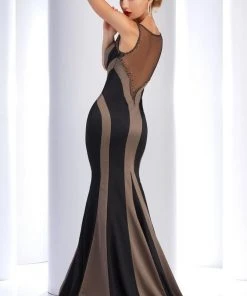 Clarisse - 4737 Fitted Sheer Striped Trumpet Gown Formal Gowns 5 Clarisse - 4737 Fitted Sheer Striped Trumpet Gown Formal Gowns