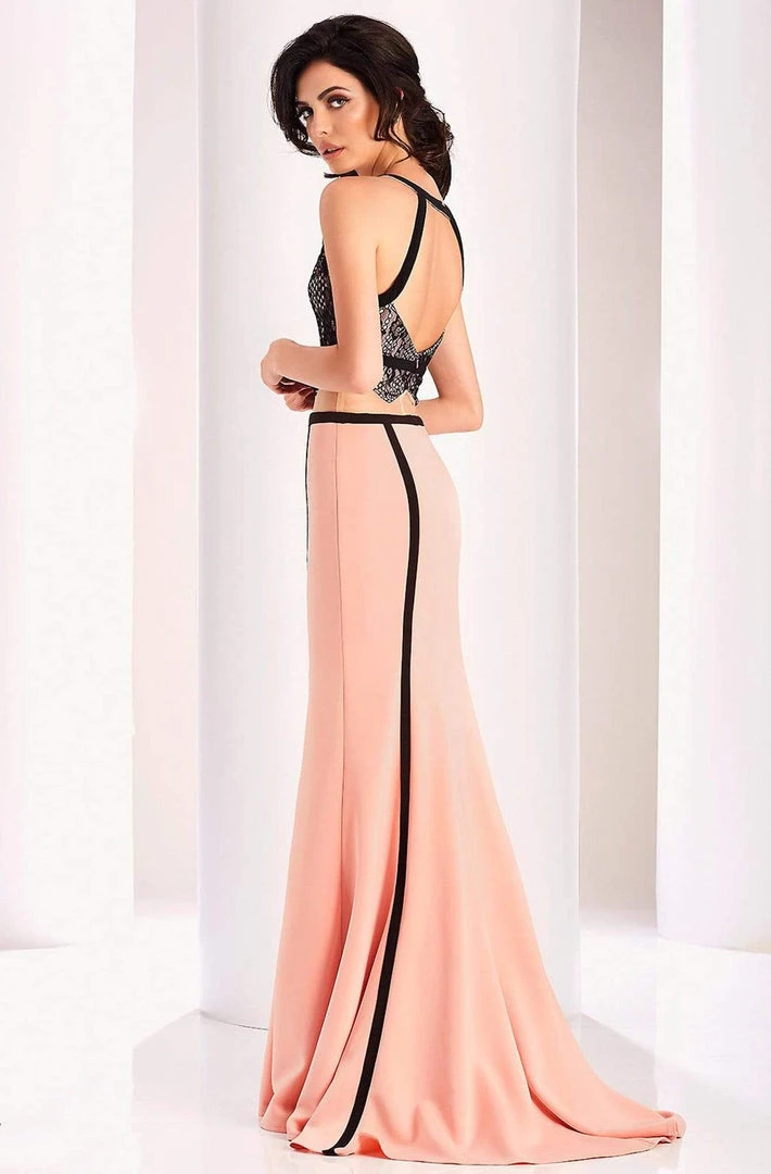 Formal Gowns Clarisse - 4815 Halter Contrast Lace Evening Gown 4 Formal Gowns Clarisse - 4815 Halter Contrast Lace Evening Gown