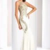 Formal Gowns Clarisse - 4853 Gilded Glittering Illusion Evening Gown 1 Formal Gowns Clarisse - 4853 Gilded Glittering Illusion Evening Gown