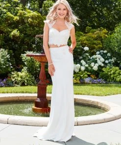 Formal Gowns Clarisse - 4919 Queen Ann Neckline Two-Piece Sheath Gown