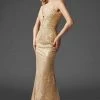 Clarisse - 4961 Embellished Deep V-neck Sheath Dress Formal Gowns