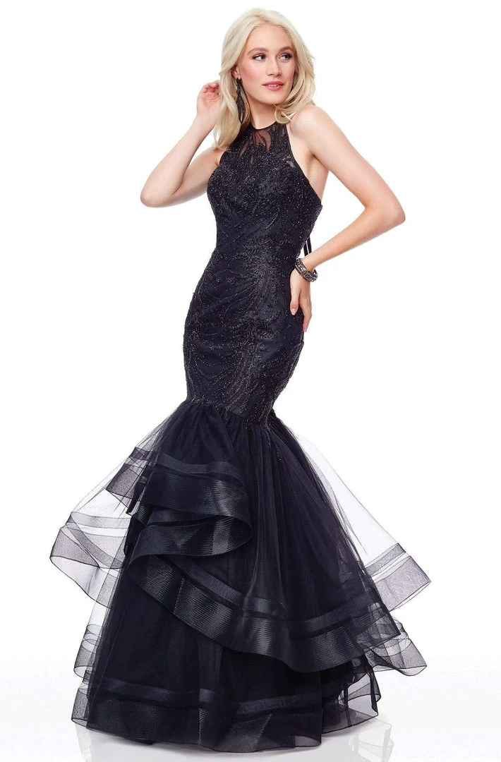 Clarisse - 5016 Illusion Halter Appliqued Mermaid Gown 3 Clarisse - 5016 Illusion Halter Appliqued Mermaid Gown