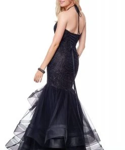 Clarisse - 5016 Illusion Halter Appliqued Mermaid Gown 7 Clarisse - 5016 Illusion Halter Appliqued Mermaid Gown