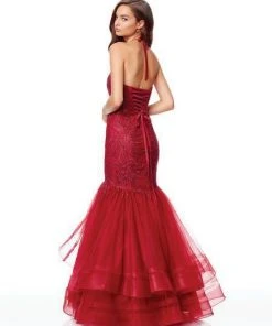 Clarisse - 5016 Illusion Halter Appliqued Mermaid Gown 9 Clarisse - 5016 Illusion Halter Appliqued Mermaid Gown