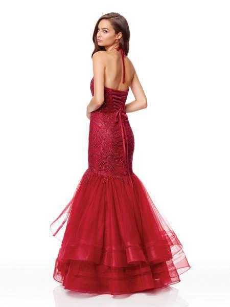 Clarisse - 5016 Illusion Halter Appliqued Mermaid Gown 6 Clarisse - 5016 Illusion Halter Appliqued Mermaid Gown