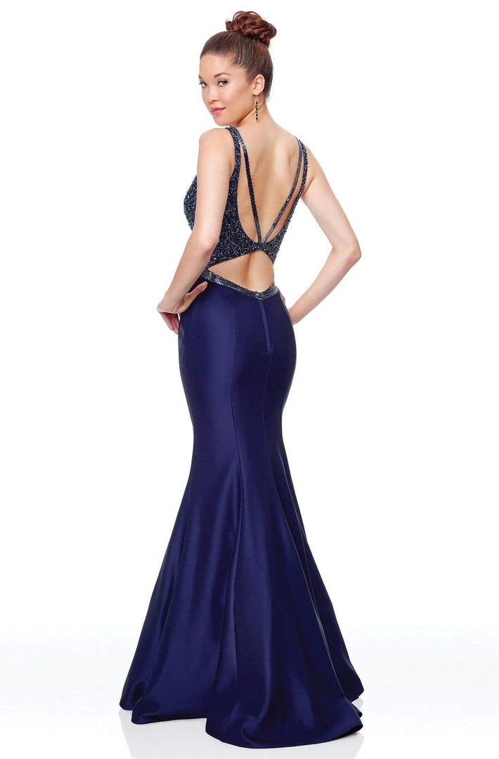 Clarisse - 5027 Beaded Plunging V-neck Mermaid Dress Formal Gowns 4 Clarisse - 5027 Beaded Plunging V-neck Mermaid Dress Formal Gowns