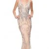 Clarisse - 5034 Beaded Deep V-neck Feathered Trumpet Dress 2 Clarisse - 5034 Beaded Deep V-neck Feathered Trumpet Dress