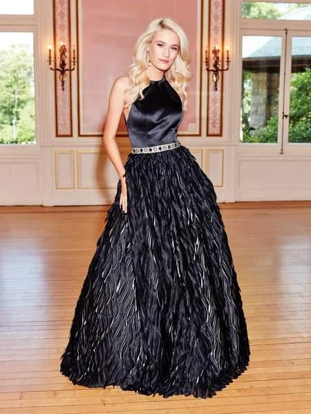 Clarisse - 5040 Beaded Halter Feathered A-line Dress 3 Clarisse - 5040 Beaded Halter Feathered A-line Dress