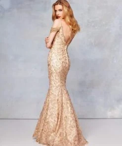 Clarisse - 5052 Embroidered Plunging Off-Shoulder Mermaid Dress Formal Gowns