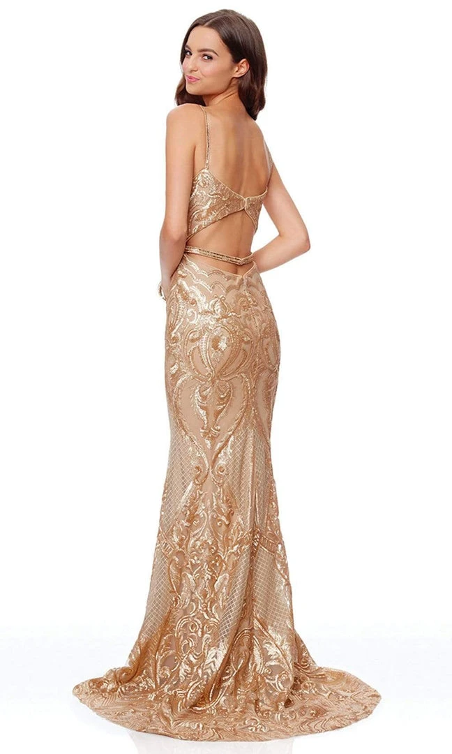 Clarisse - 5057 Sequined Plunging V-neck Trumpet Dress Formal Gowns 4 Clarisse - 5057 Sequined Plunging V-neck Trumpet Dress Formal Gowns