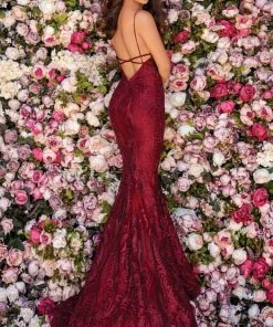 Clarisse - 5138 Embroidered Plunging V-neck Long Gown - 1 Pc Navy In Size 4 Available Formal Gowns