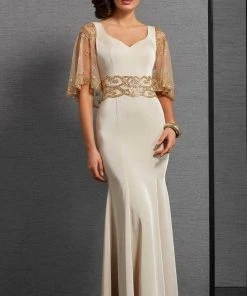 Formal Gowns Clarisse - 6302 Fitted Capelet Evening Gown