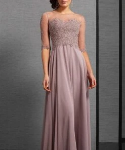 Clarisse - 6306 Embellished Illusion Lace Evening Gown Formal Gowns