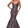 Clarisse - Glitter Strapless Mermaid Prom Gown 3719 - 1 Pc Black/Gold In Size 6 Available
