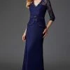 Clarisse - Lace Peplum Cutout Gown M6444 - 1 Pc Navy In Size 10 Available
