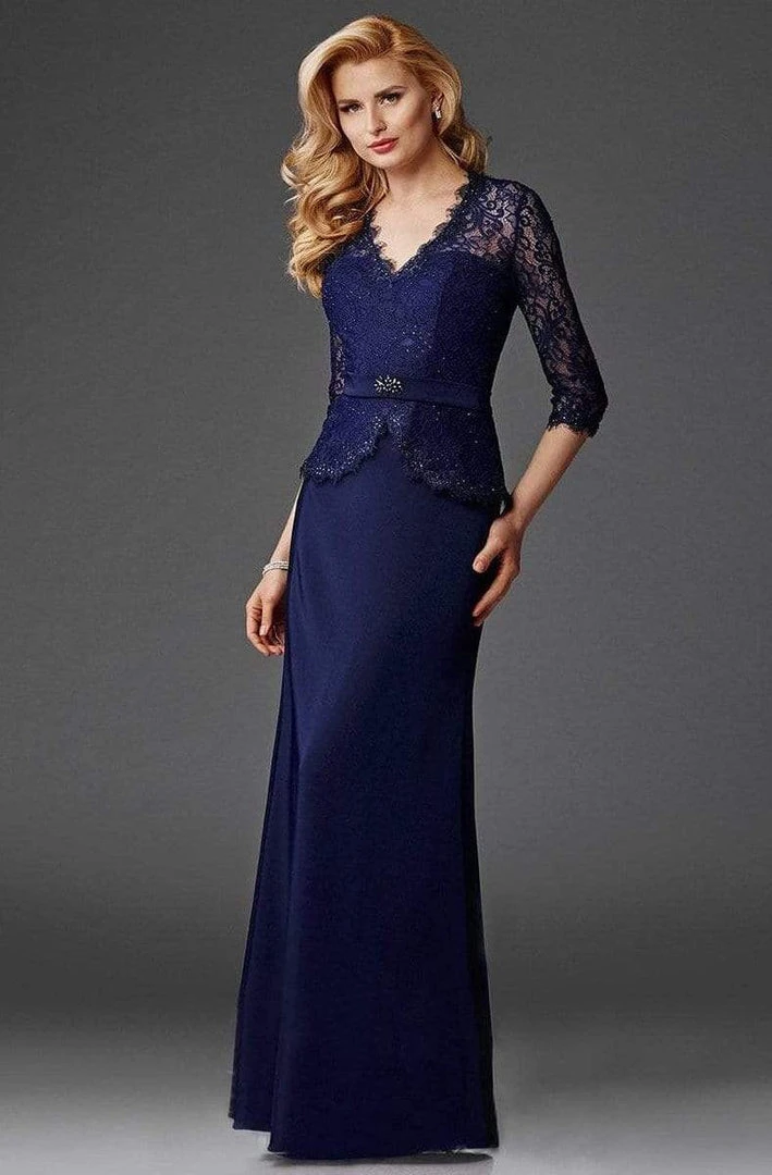 Clarisse - Lace Peplum Cutout Gown M6444 - 1 Pc Navy In Size 10 Available 3 Clarisse - Lace Peplum Cutout Gown M6444 - 1 Pc Navy In Size 10 Available