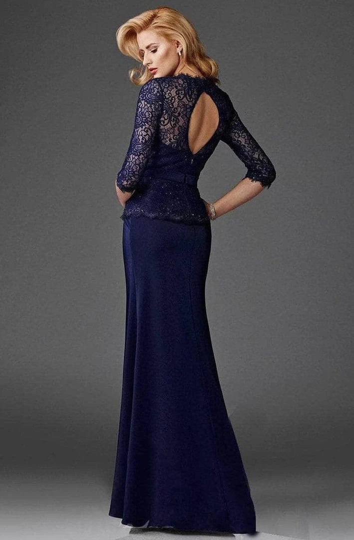 Clarisse - Lace Peplum Cutout Gown M6444 - 1 Pc Navy In Size 10 Available 4 Clarisse - Lace Peplum Cutout Gown M6444 - 1 Pc Navy In Size 10 Available