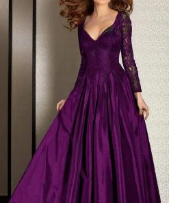 Clarisse - M6205 Long Sleeve Illusion Lace Gown