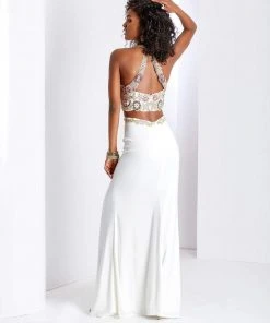 Clarisse Prom - 3536 Halter Floral Lace Long Prom Dress