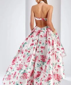 Clarisse Prom - 3563 Strapless Floral High Low Prom Dress Formal Gowns