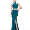 Formal Gowns Clarisse - Two-Piece Jersey High Slit Evening Gown 3761 - 1 Pc Navy In Size 00 Available 1 Formal Gowns Clarisse - Two-Piece Jersey High Slit Evening Gown 3761 - 1 Pc Navy In Size 00 Available
