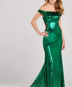 Colette For Mon Cheri - CL12002 Off-Shoulder Trumpet Dress With Train