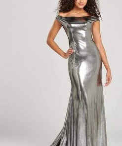 Colette For Mon Cheri - CL12002 Off-Shoulder Trumpet Dress With Train