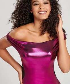 Colette For Mon Cheri - CL12002 Off-Shoulder Trumpet Dress With Train