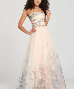 Colette For Mon Cheri - CL12070 Strapless Printed Tulle A-Line Gown