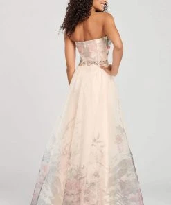 Colette For Mon Cheri - CL12070 Strapless Printed Tulle A-Line Gown