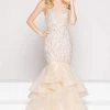 Colors Dress Colors Couture - J054 Illusion Jewel Neck Beaded Mermaid Gown