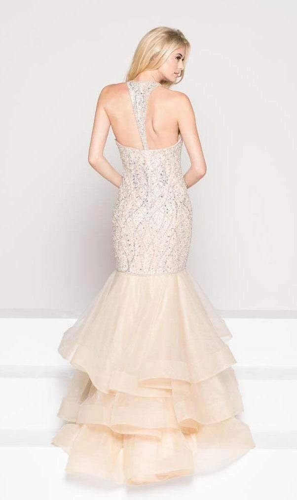 Colors Dress Colors Couture - J054 Illusion Jewel Neck Beaded Mermaid Gown 4 Colors Dress Colors Couture - J054 Illusion Jewel Neck Beaded Mermaid Gown