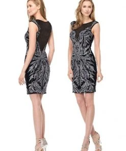 Cocktail Dresses Colors Dress - 1527 Embellished Illusion Bateau Sheath Dress 7 Cocktail Dresses Colors Dress - 1527 Embellished Illusion Bateau Sheath Dress