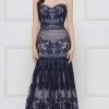 Formal Gowns Colors Dress - 2105 Two Tone Lace Sweetheart Trumpet Dress