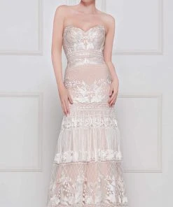 Formal Gowns Colors Dress - 2105 Two Tone Lace Sweetheart Trumpet Dress