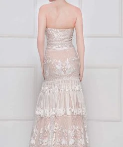 Formal Gowns Colors Dress - 2105 Two Tone Lace Sweetheart Trumpet Dress